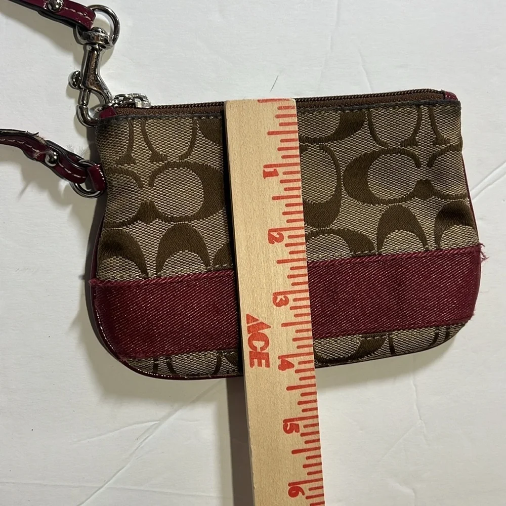 Coach Wristlet with Detachable Strap Vintage Brown and Red Monogram